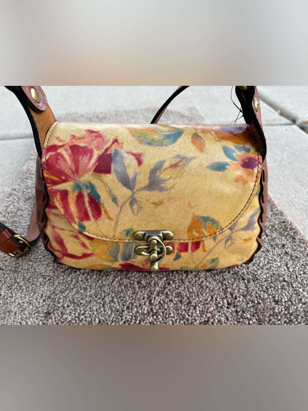 NWT Patrica Nash Lucia Leather Crossbody Bag in Aegean Bloom